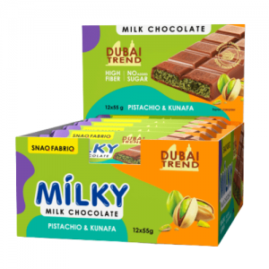 Молочный шоколад Milky, 55g (С фисташковой пастой и хруст. тестом)