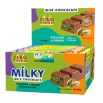 Молочный шоколад Milky, 34g (С фисташковой пастой и хруст. тестом)